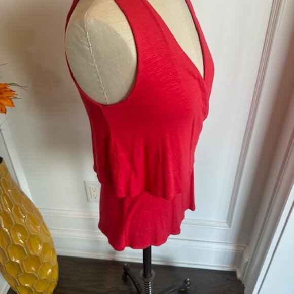 Deletta Anthropologie NWT Coral Red Asymmetrical Top - Picture 9 of 16